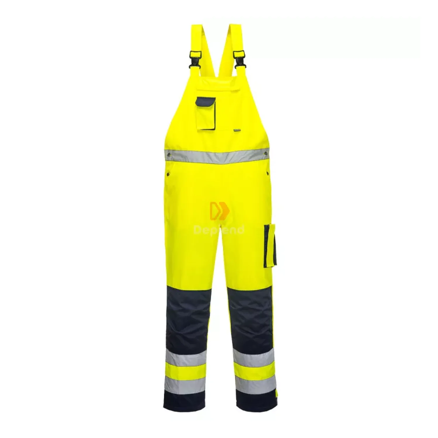 Portwest Dijon Hi-Vis kantáros nadrág sárga / tengerészkék