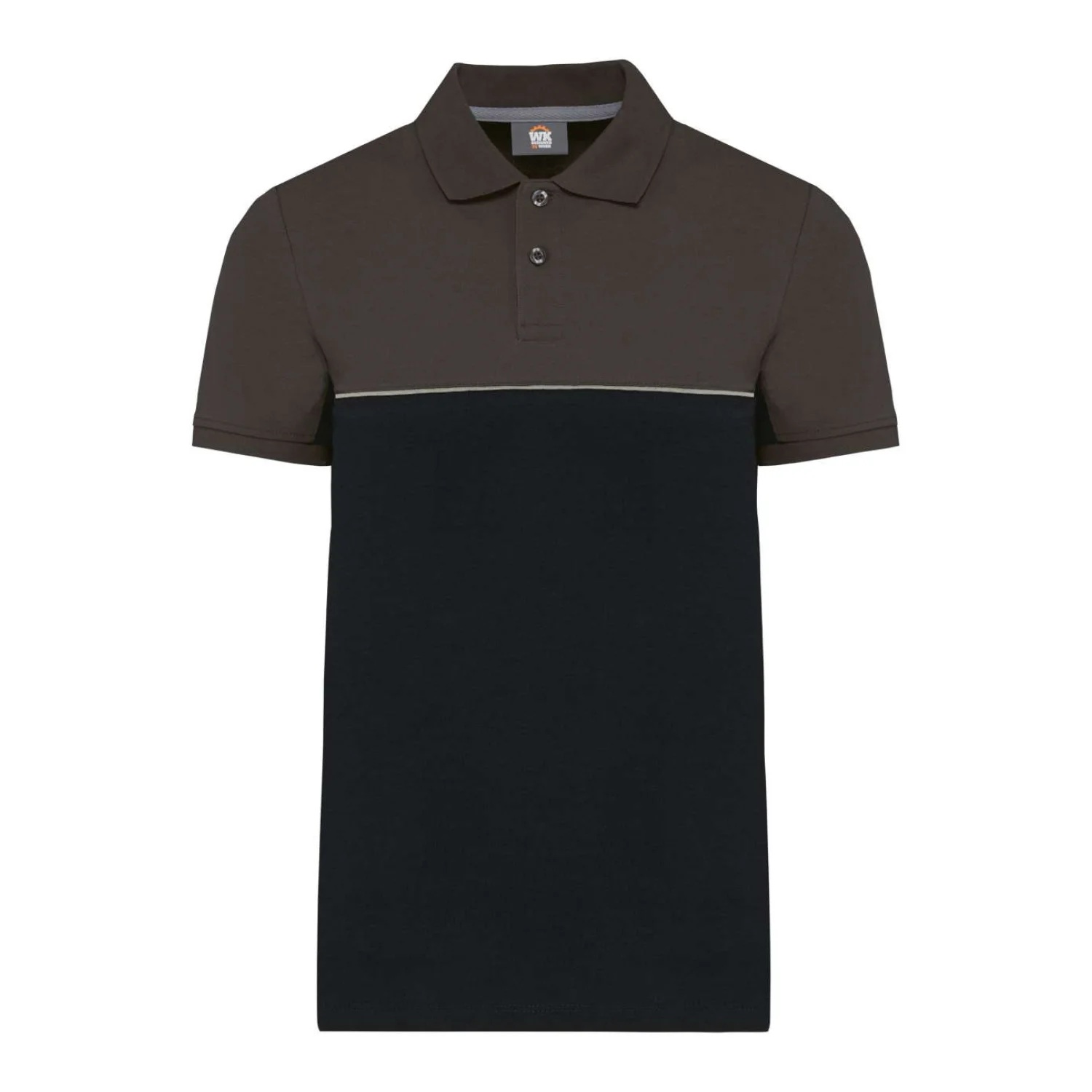 Designed To Work Uniszex környezetbarát kéttónusú rövid ujjú galléros póló Black/Dark Grey