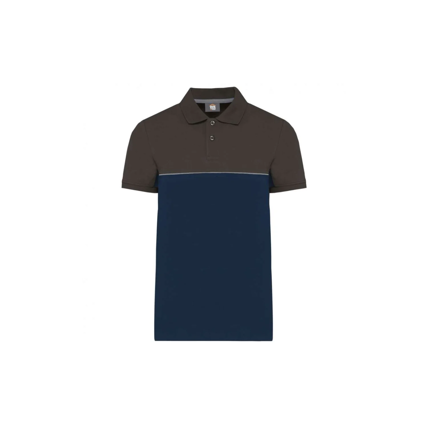 Designed To Work Uniszex környezetbarát kéttónusú rövid ujjú galléros póló Navy/Dark Grey
