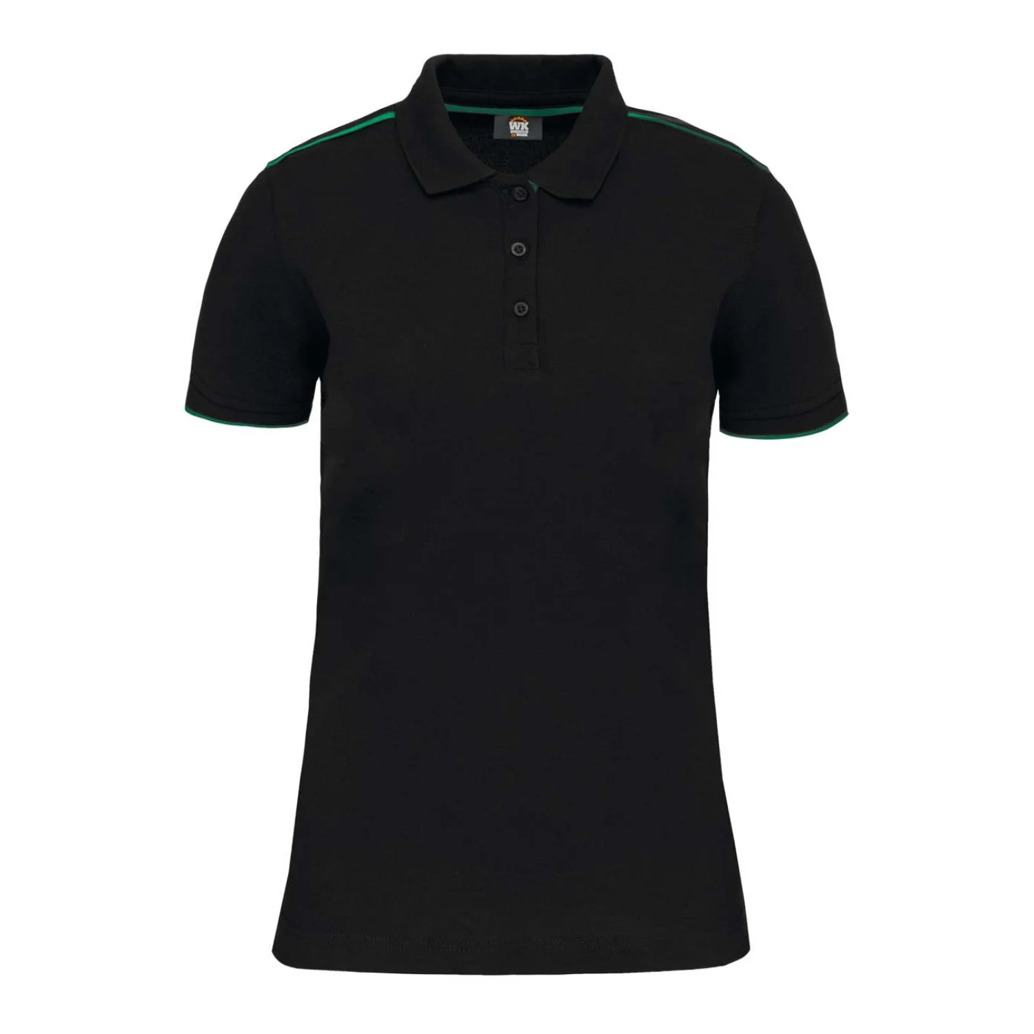 Designed To Work Női rövid ujú kontrasztos daytoday galléros póló Black/Kelly Green