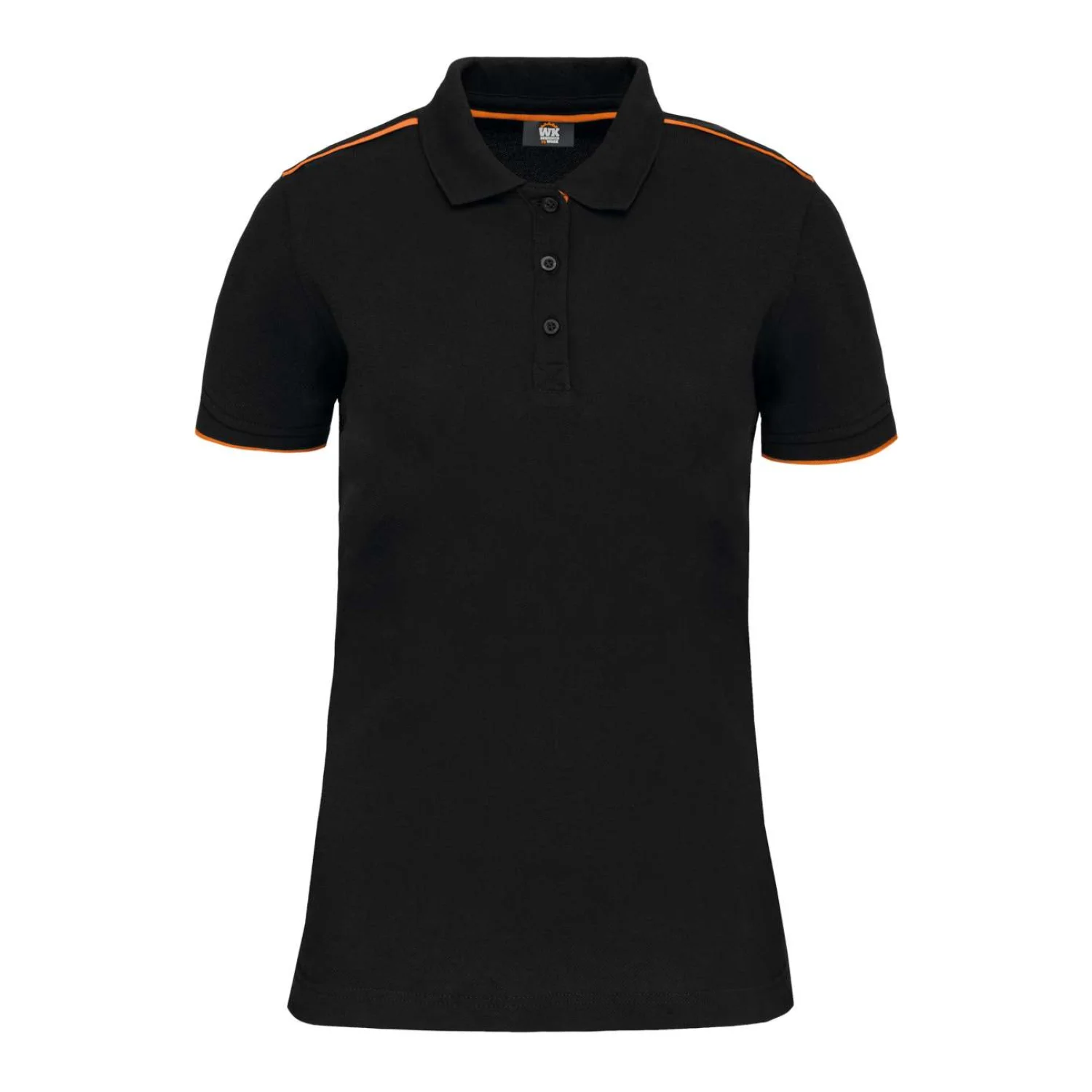 Designed To Work Női rövid ujú kontrasztos daytoday galléros póló Black/Orange