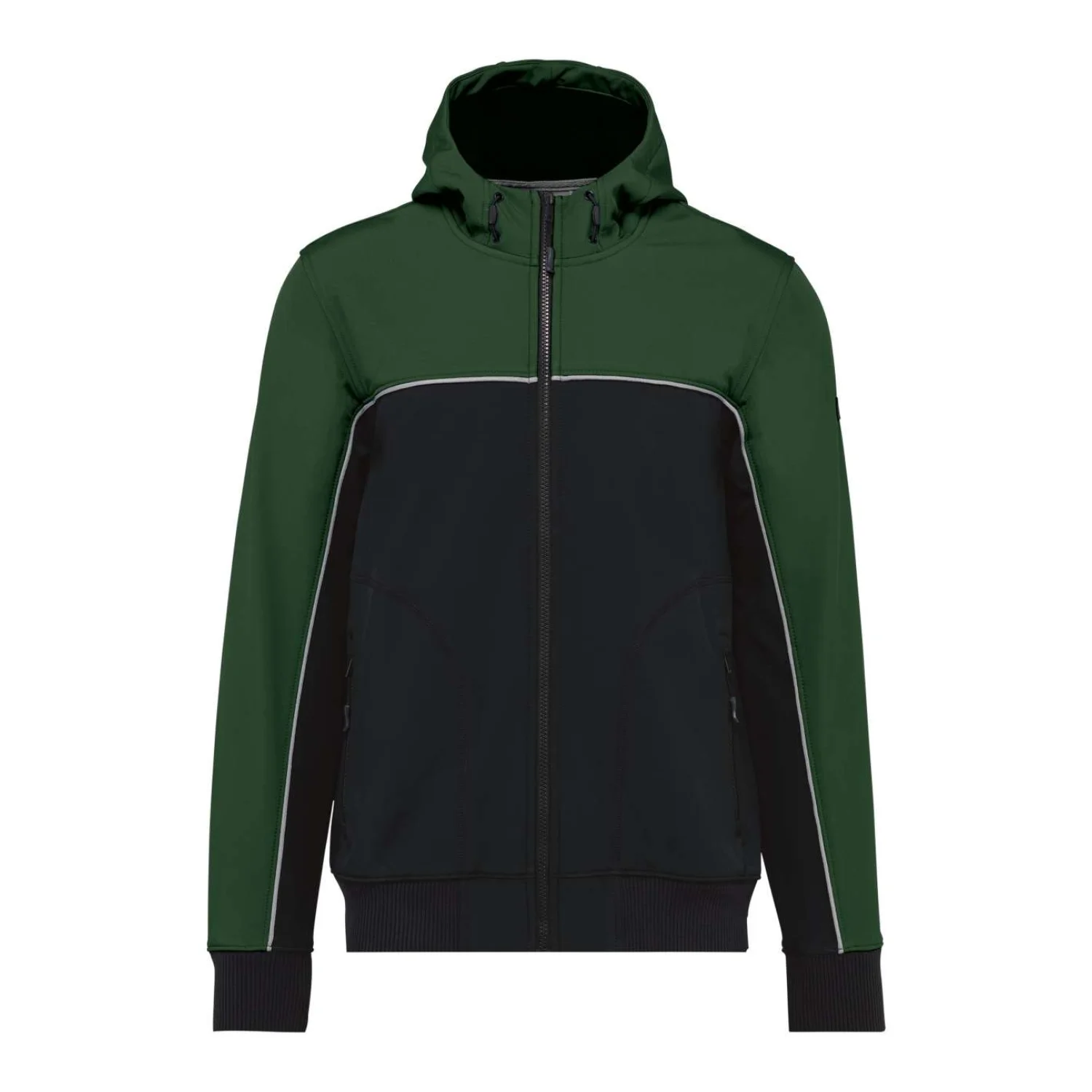 Designed To Work Uniszex háromrétegű két színű bionikus bevonattal ellátott softshell dzseki Black/Forest Green