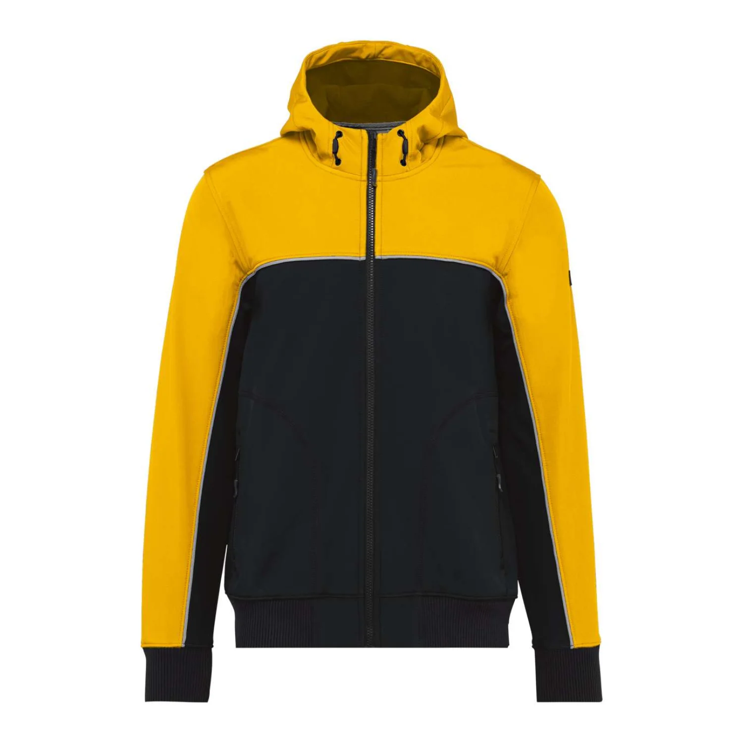 Designed To Work Uniszex háromrétegű két színű bionikus bevonattal ellátott softshell dzseki Black/Yellow