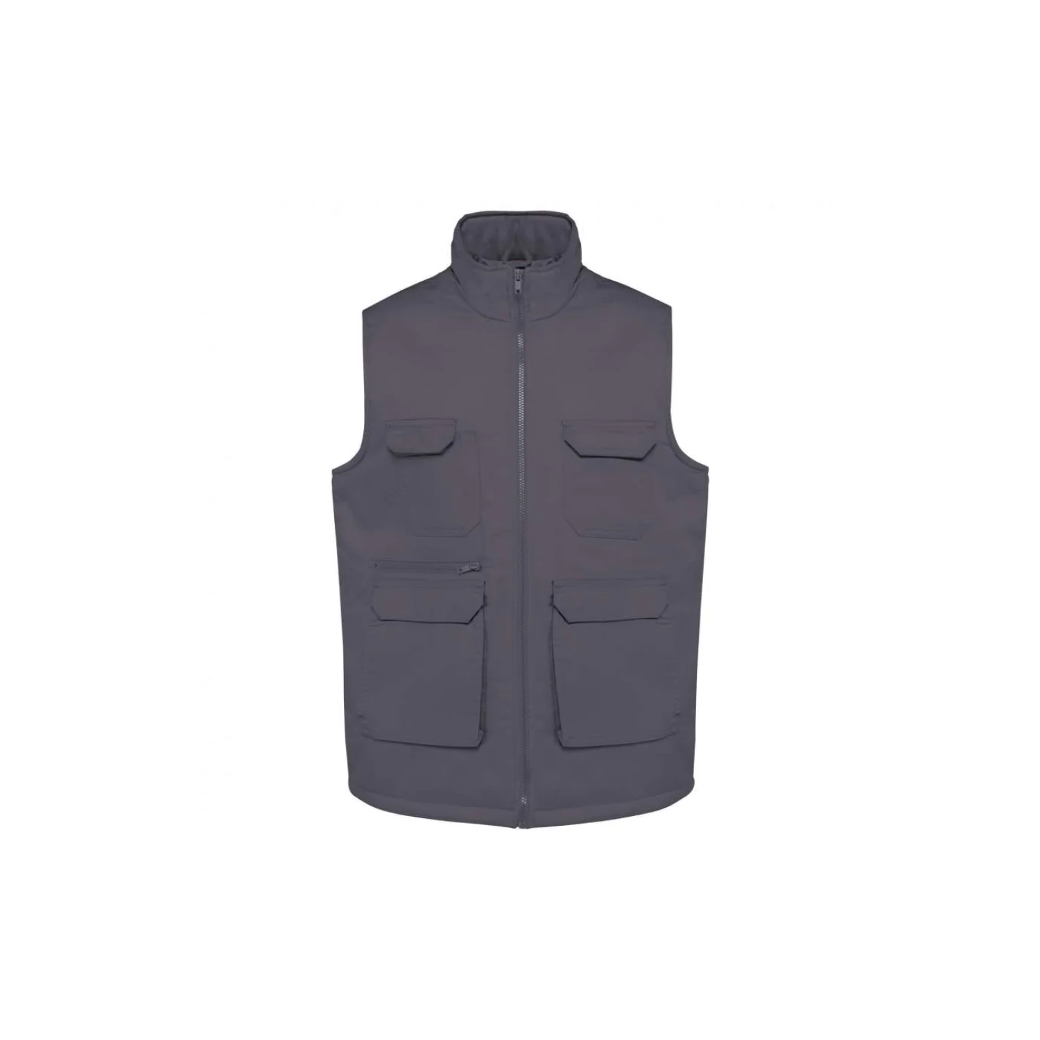 Designed To Work Uniszex bélelt többzsebes polycotton mellény Convoy Grey