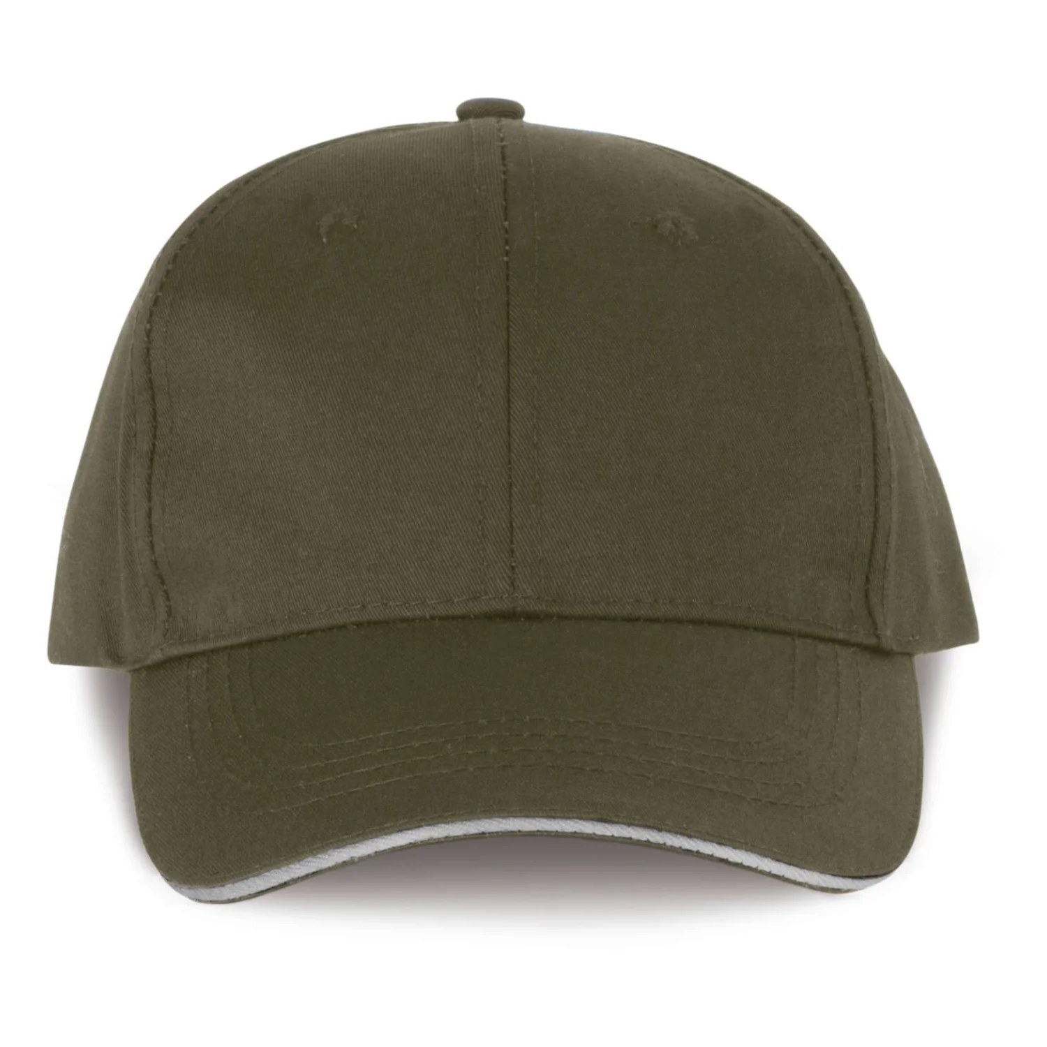 Designed To Work Oekotex tanúsítvánnyal rendelkező 6 paneles sapka szendvics ellenzővel sapká Khaki/Light Grey