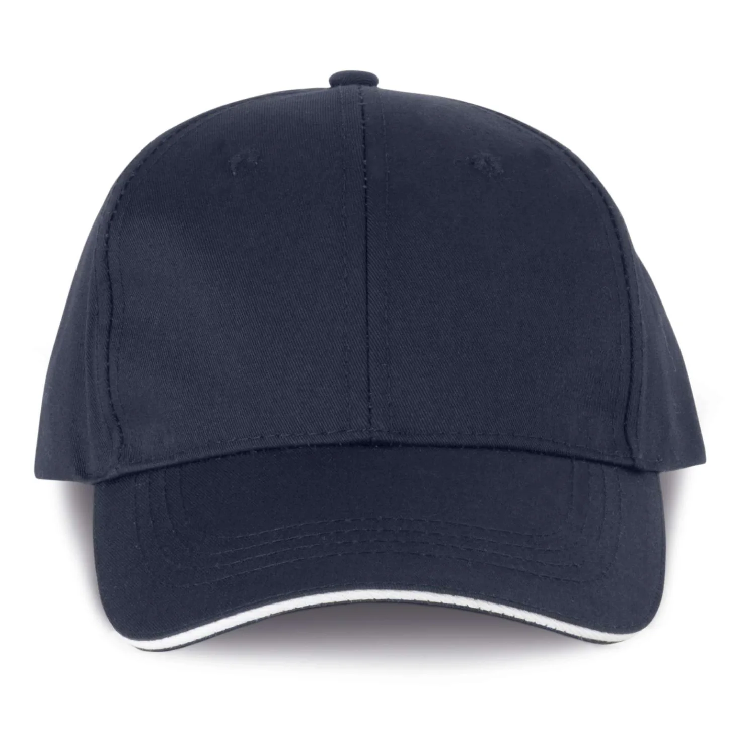 Designed To Work Oekotex tanúsítvánnyal rendelkező 6 paneles sapka szendvics ellenzővel sapká Navy/White