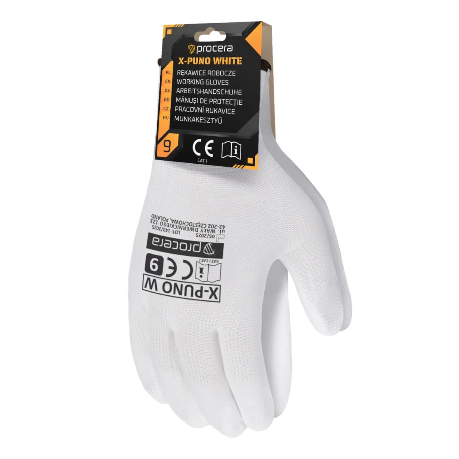 PROCERA X-puno white pu-bevonatú védőkesztyű, címkével, akció