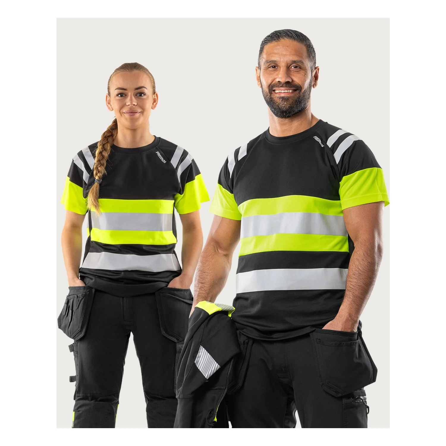 Fristads High vis Green funkcionális póló Class 1 7880 GPST, férfi és női Hi-Vis sárga/fekete