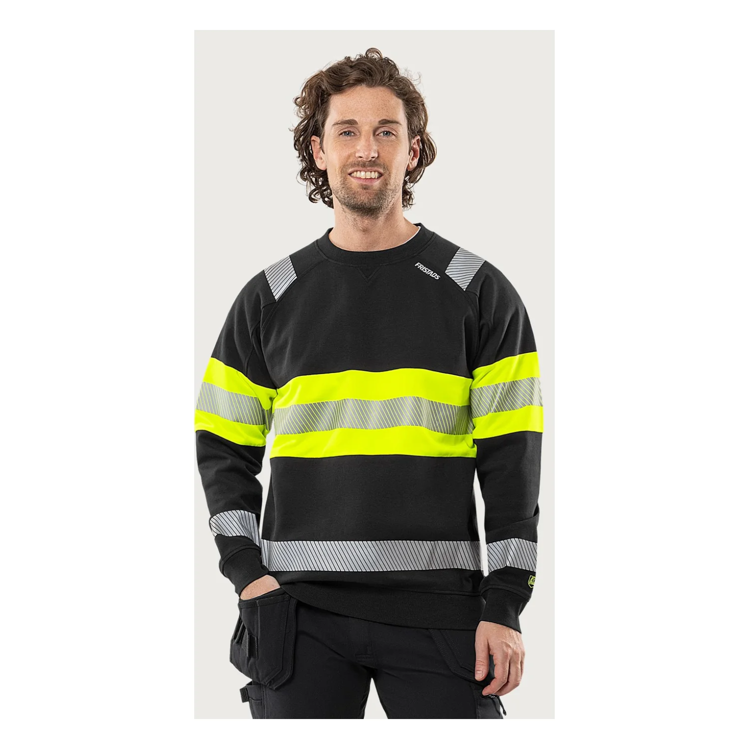 Fristads High vis Green sztreccs pulóver class 1 7530 GKC Hi-Vis sárga/fekete