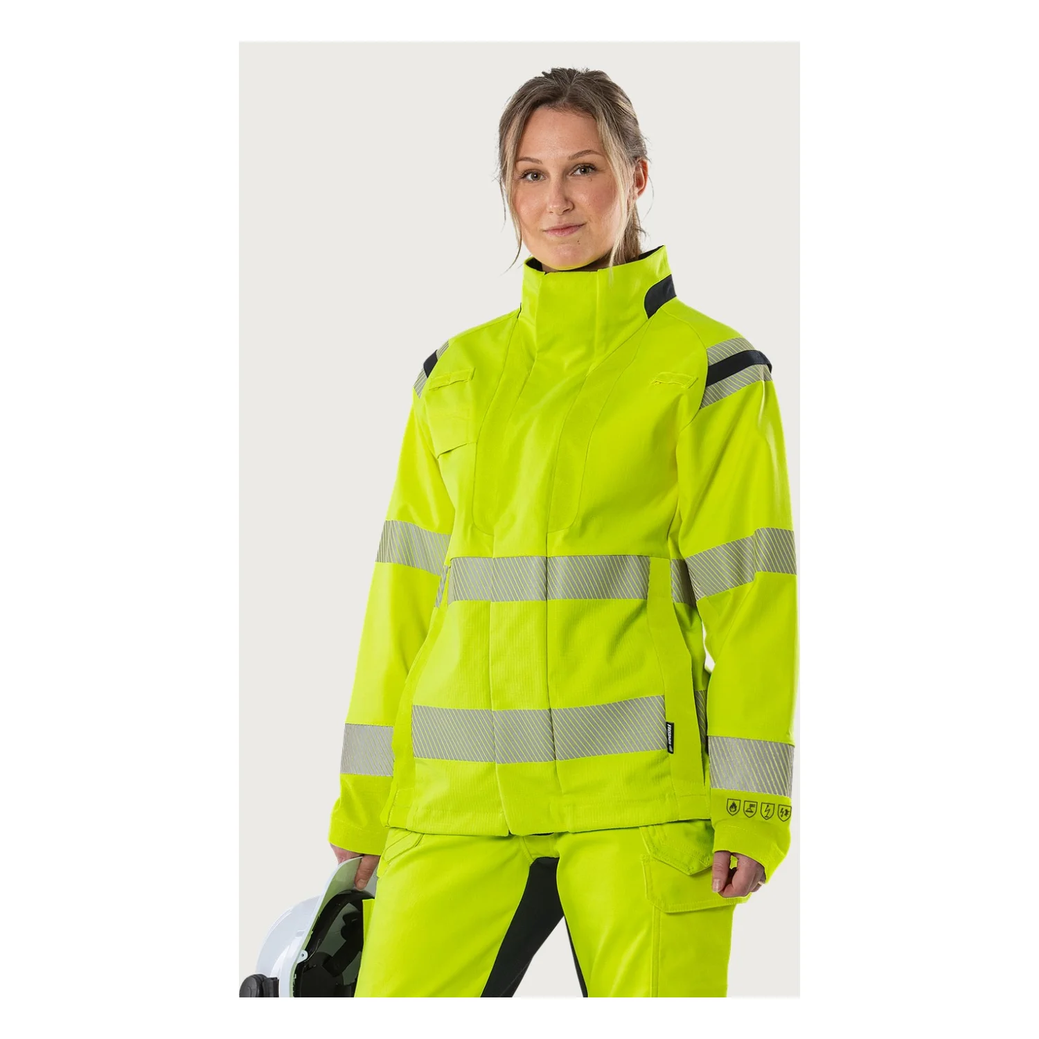 Fristads Flamestat Green high vis sztreccs dzseki női class 3 4941 GFS Hi-Vis sárga/matrózkék