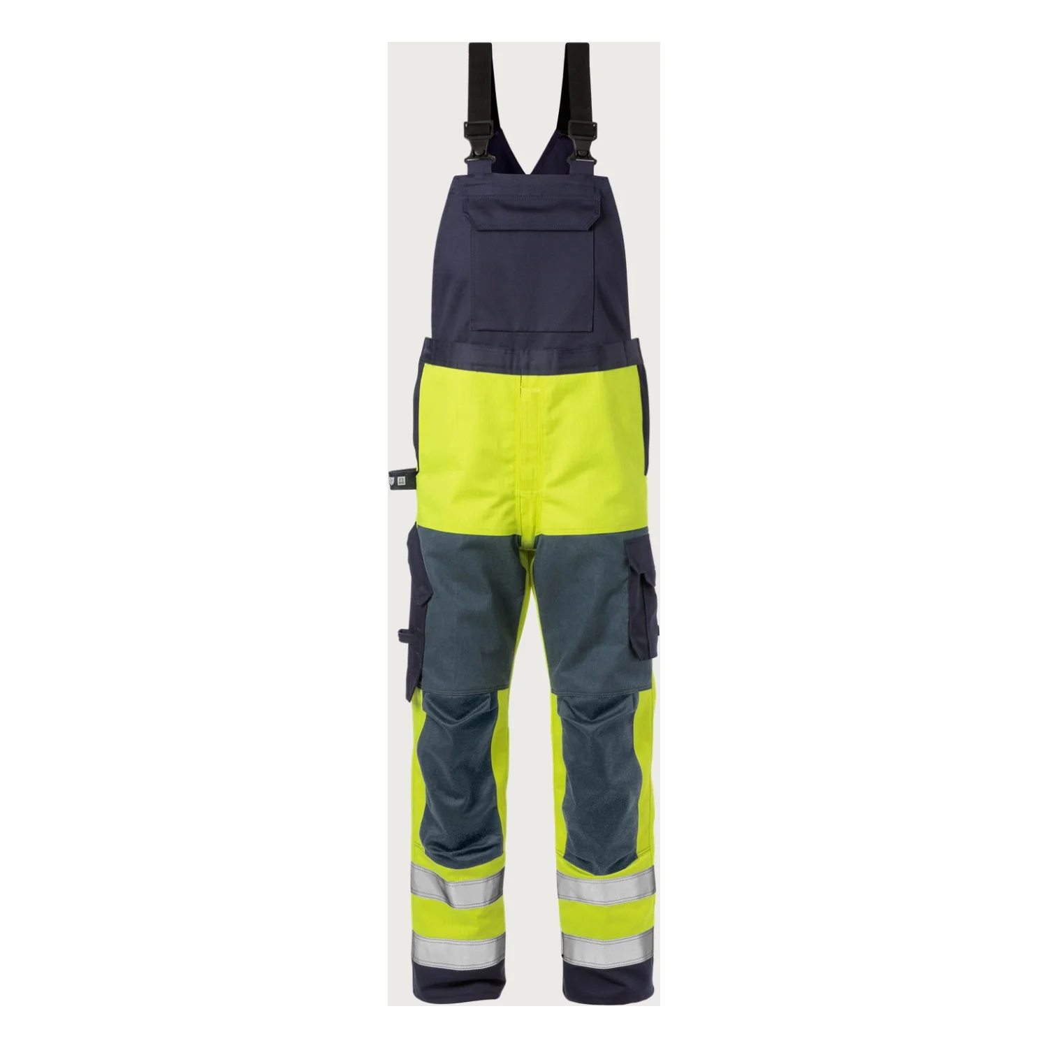 Fristads Flame high vis kantáros nadrág cl 2 1585 FLAM Hi-Vis sárga/matrózkék