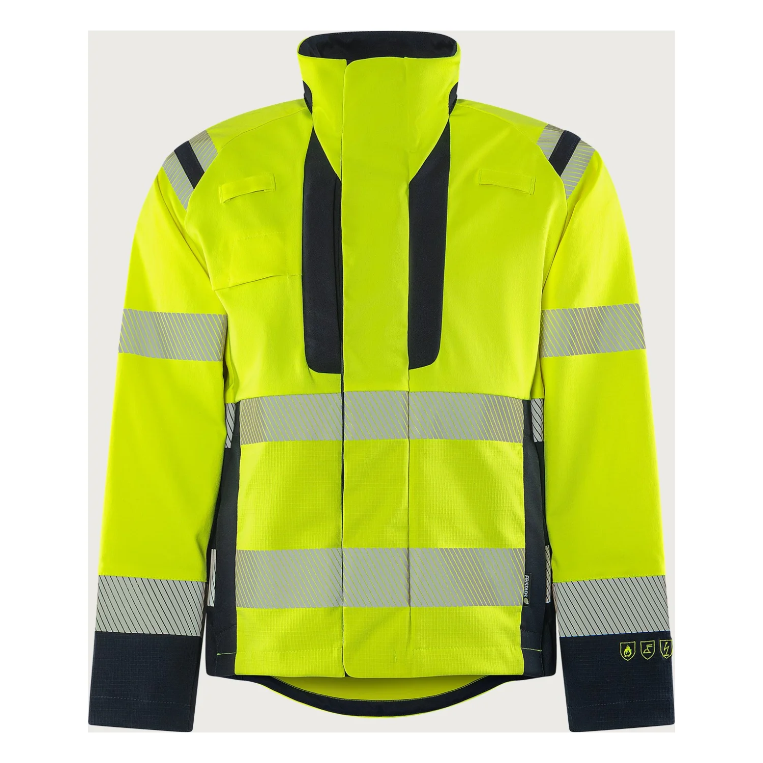 Fristads Flamestat Green high vis sztreccs dzseki class 3 4940 GFS Hi-Vis sárga/matrózkék