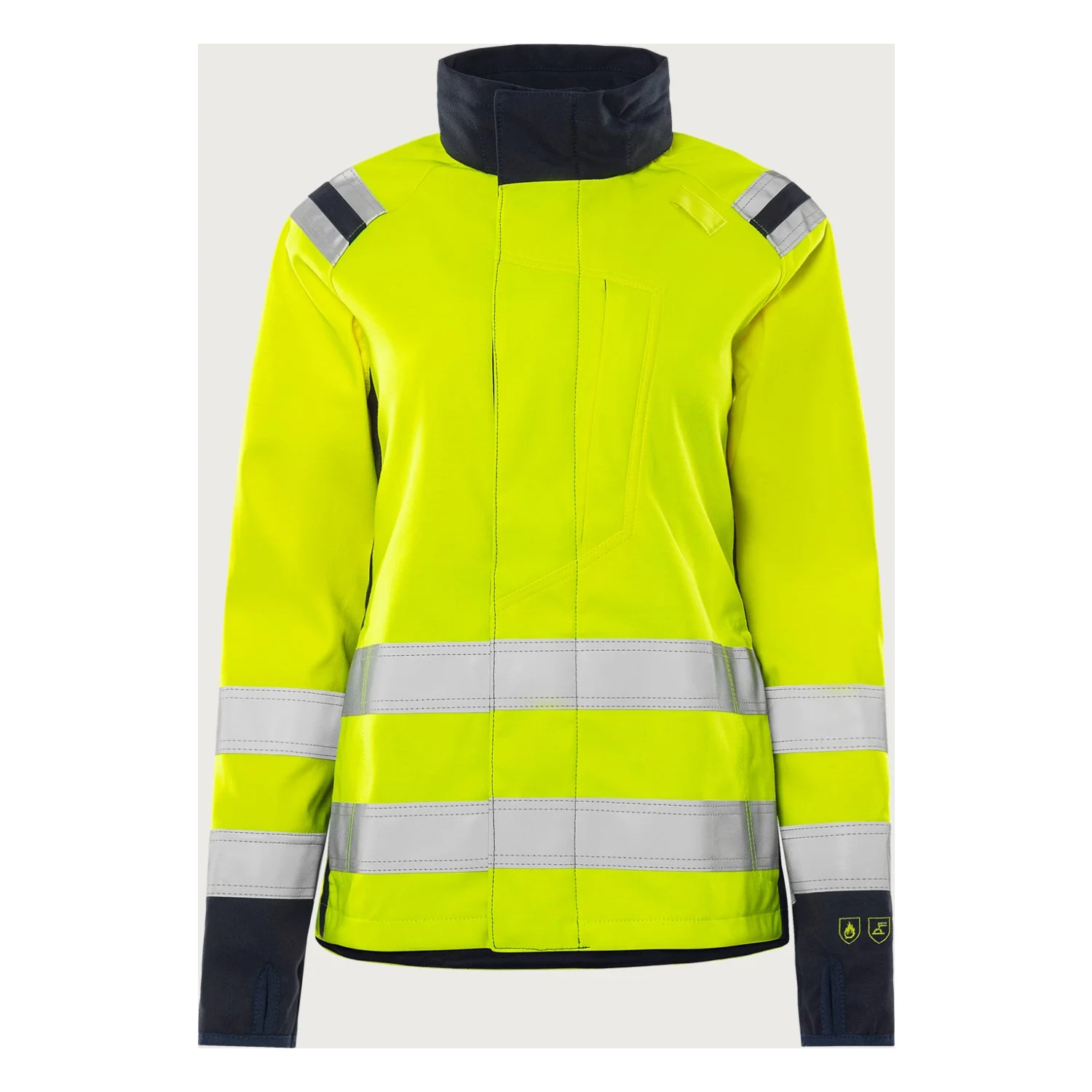 Fristads Flamestat high vis sztreccs softshell dzseki női cl 3 4076 FSS Hi-Vis sárga/matrózkék