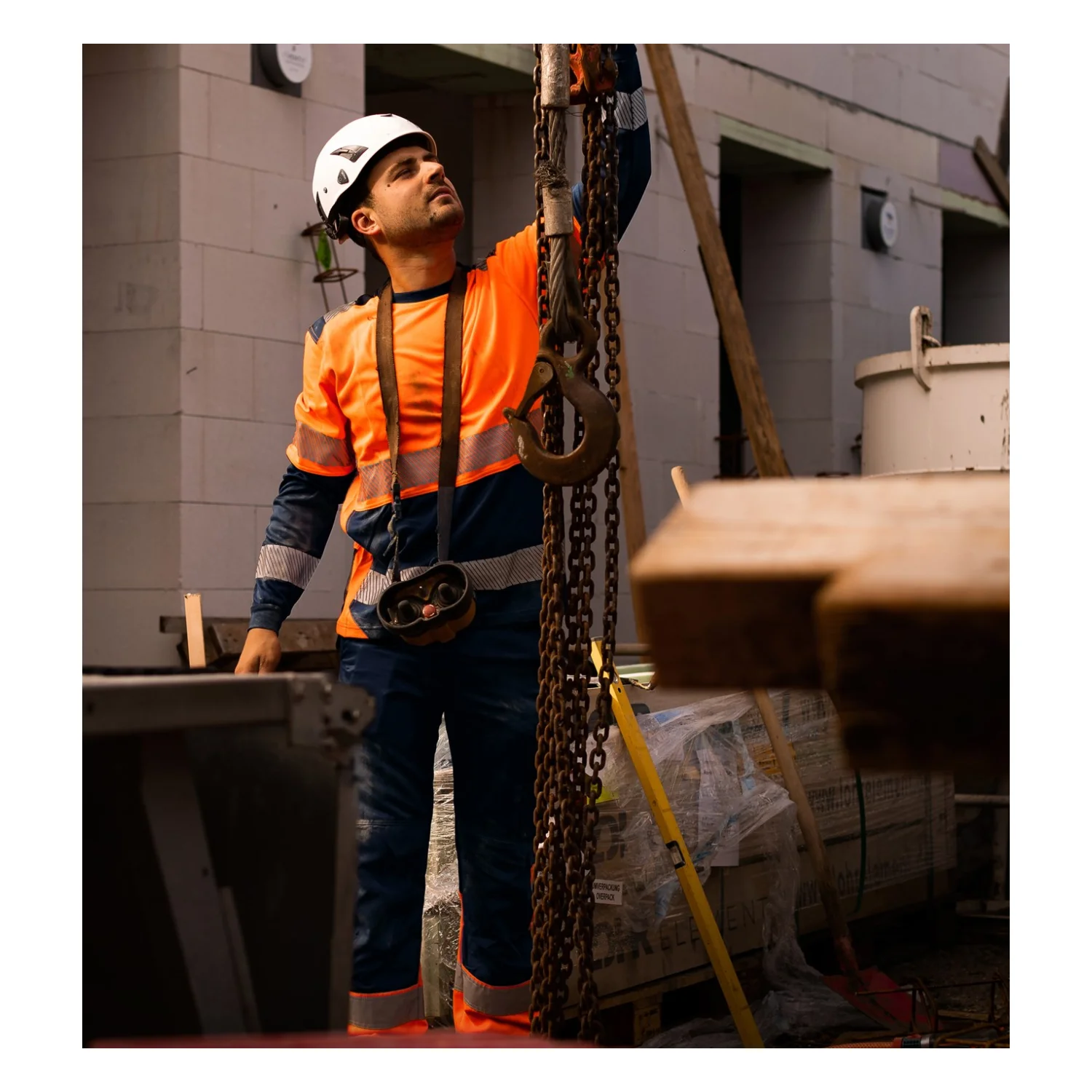 Fristads High vis hosszú ujjú póló cl 2 7457 THV Hi-Vis narancssárga/matrózkék