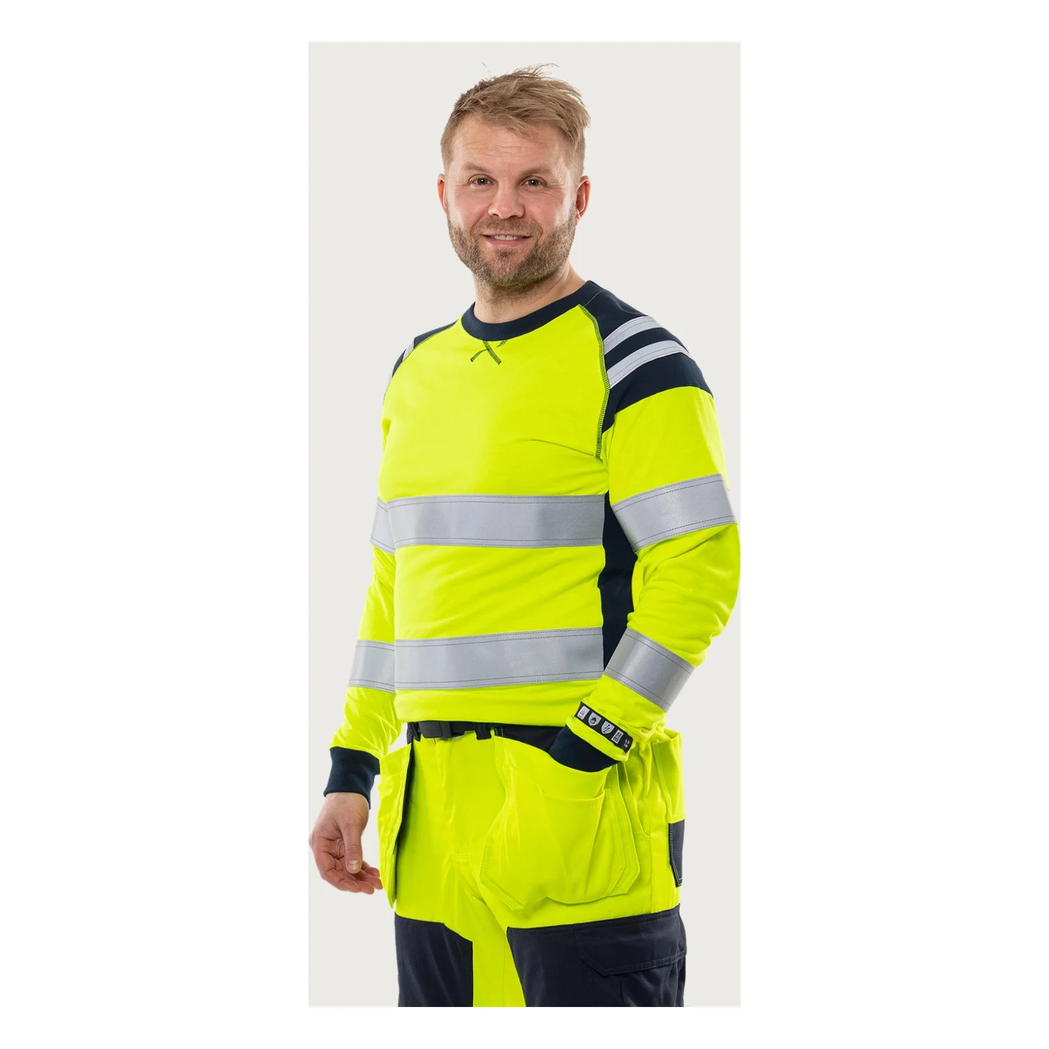 Fristads Flamestat hosszú ujjú póló cl 3 7077 TFLH Hi-Vis sárga/matrózkék