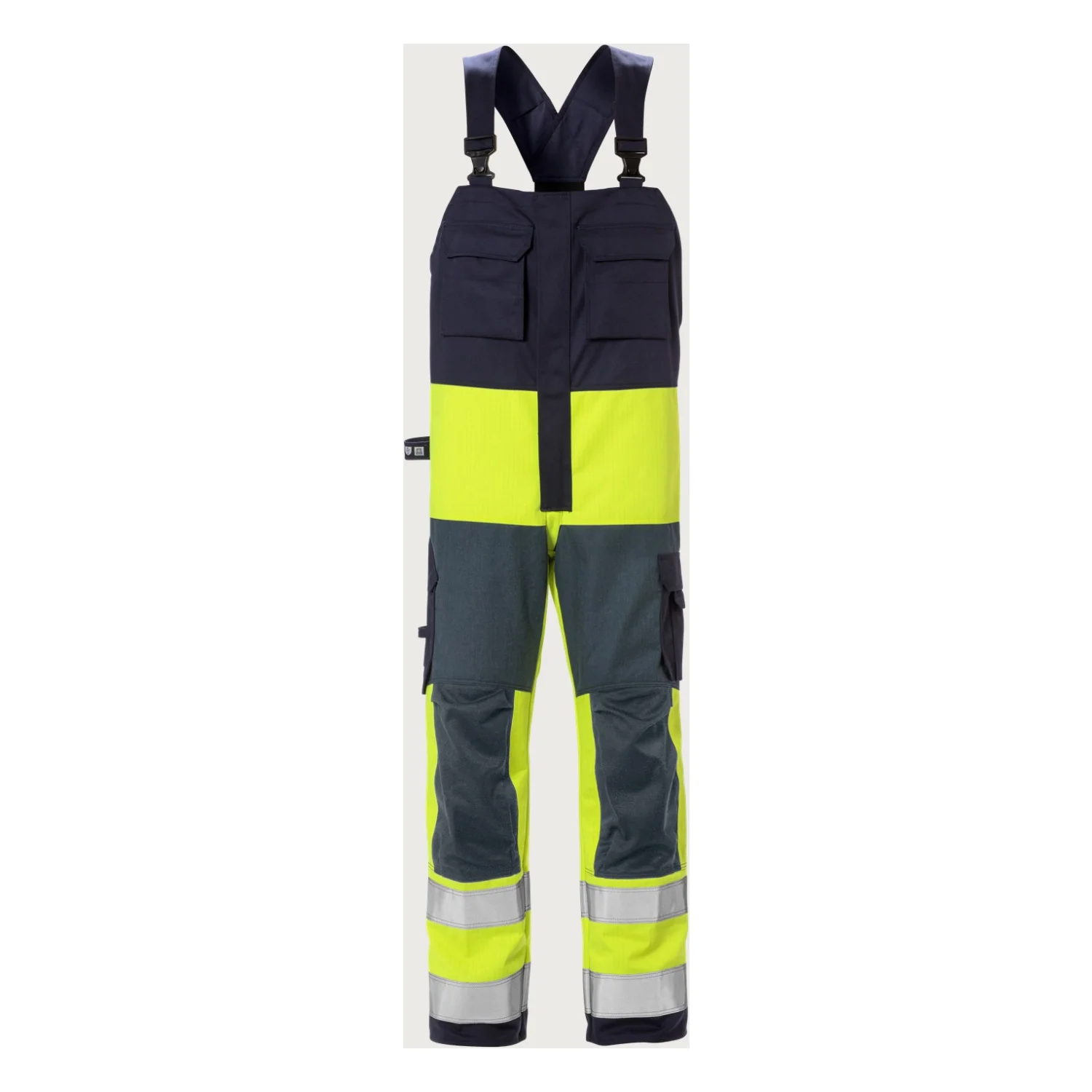 Fristads Flame high vis kantáros nadrág cl 2 1584 FLAM Hi-Vis sárga/matrózkék