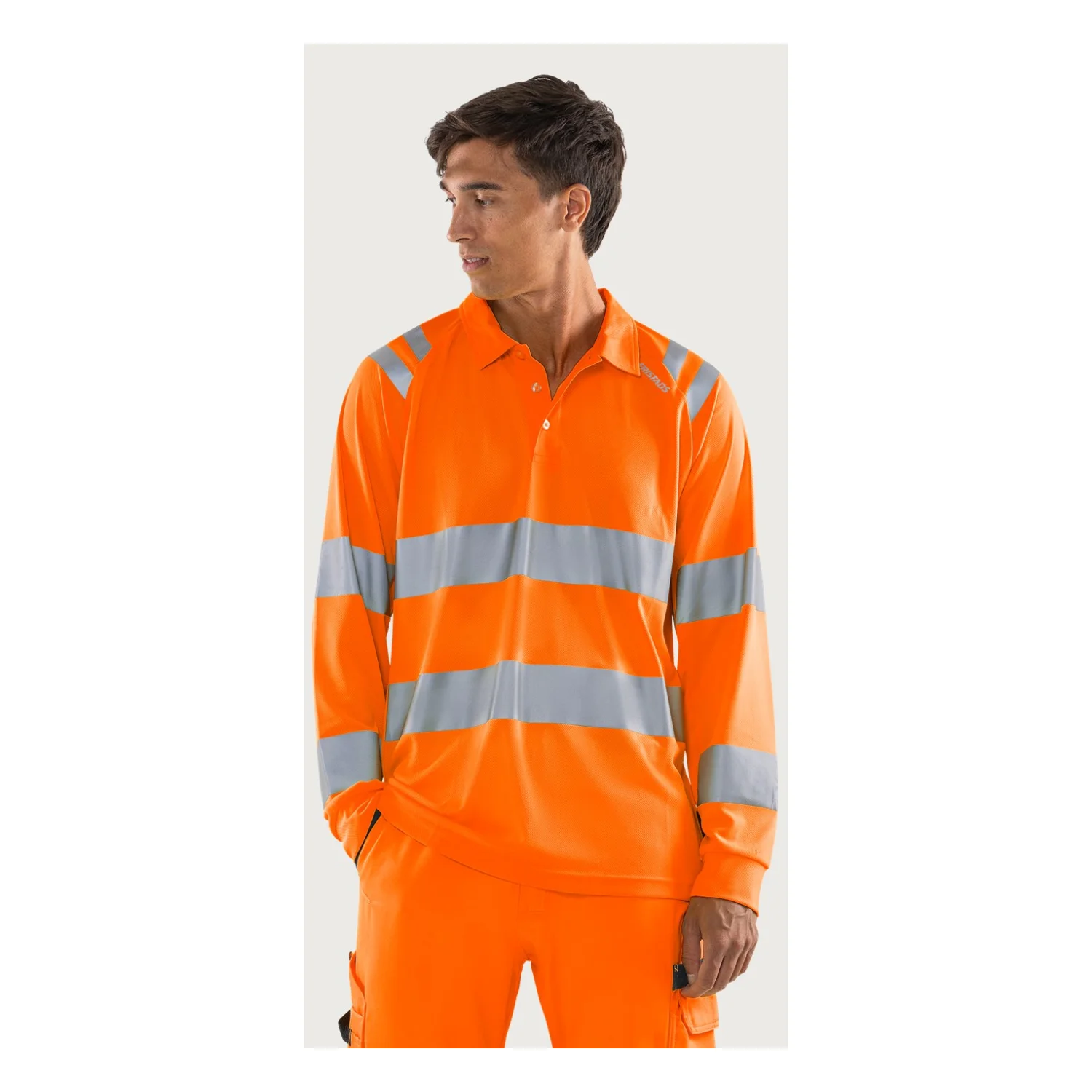 Fristads High vis Green funkcionális hosszú ujjú ingpóló, Class 3 7864 GPST Hi-Vis narancssárga