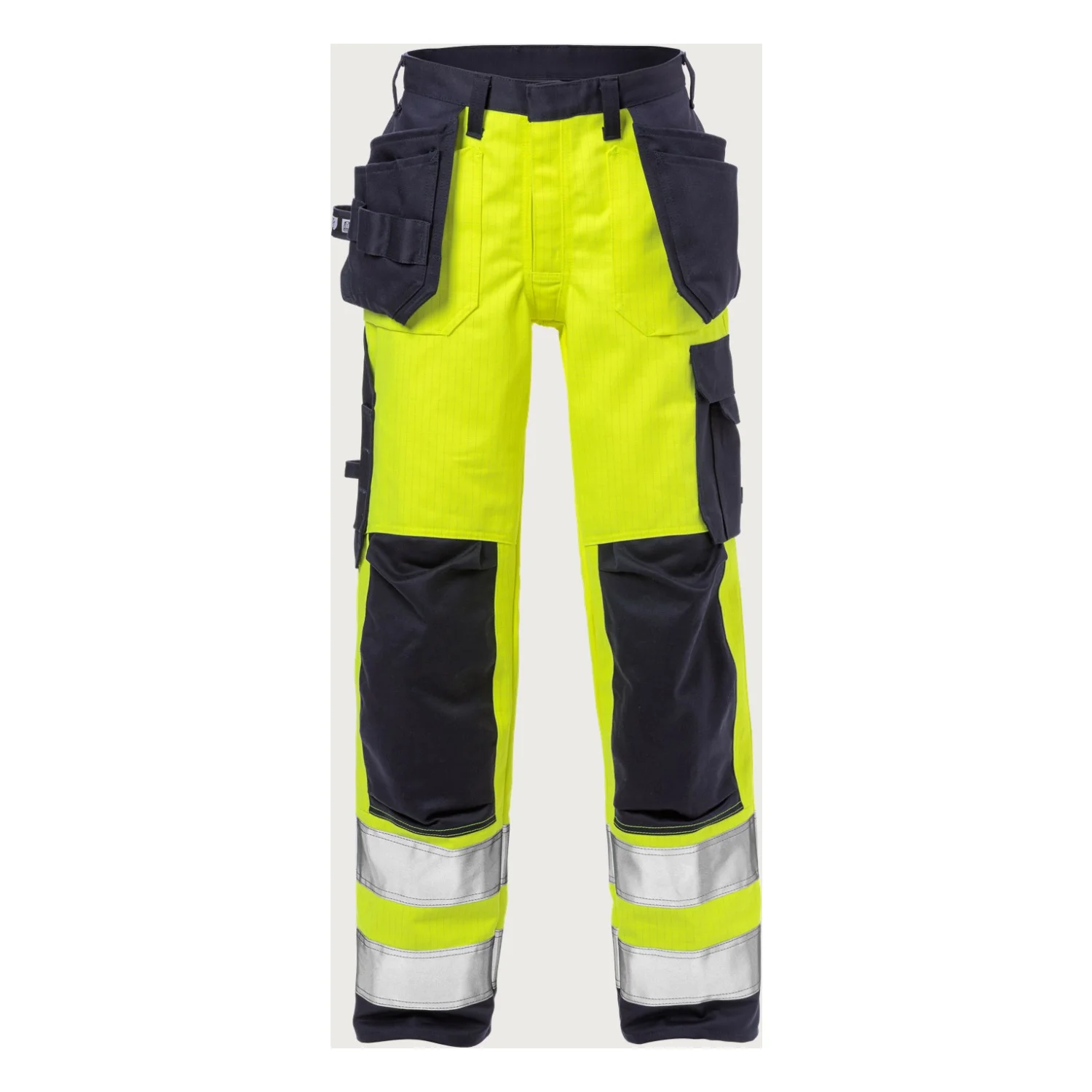 Fristads Flame high vis szakiparos nadrág, női cl 2 2589 FLAM Hi-Vis sárga/matrózkék