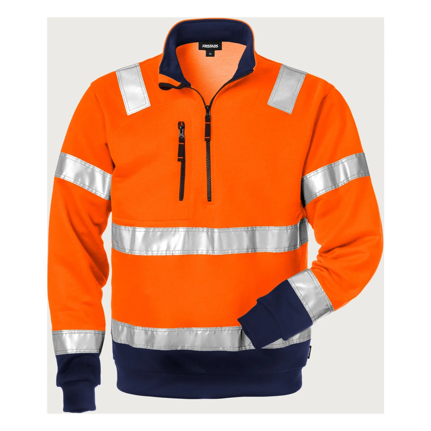 Fristads High vis félig cipzáras pulóver cl 3 728 SHV Hi-Vis narancssárga/matrózkék