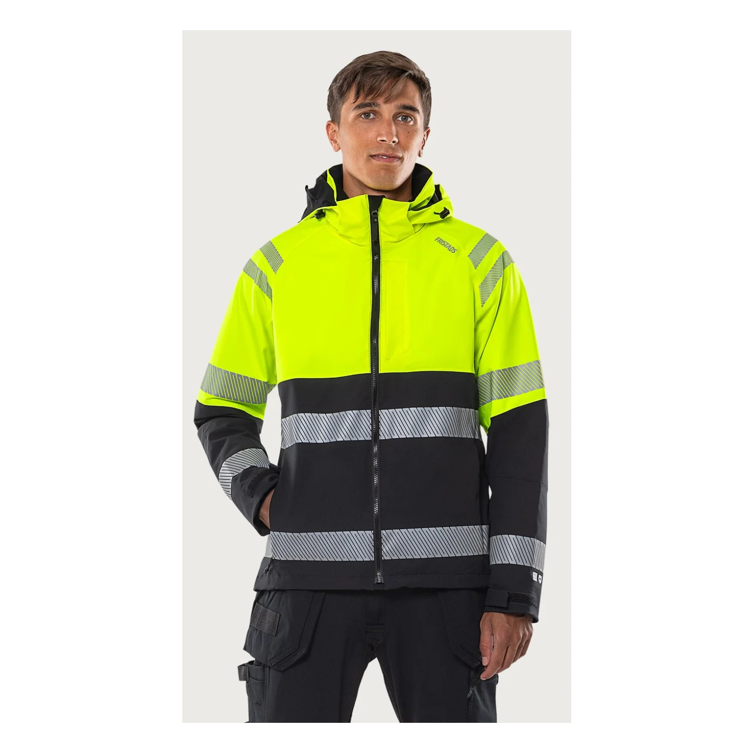 Fristads High vis Green sztreccs héjdzseki, Class 1 4690 GLS Hi-Vis sárga/fekete