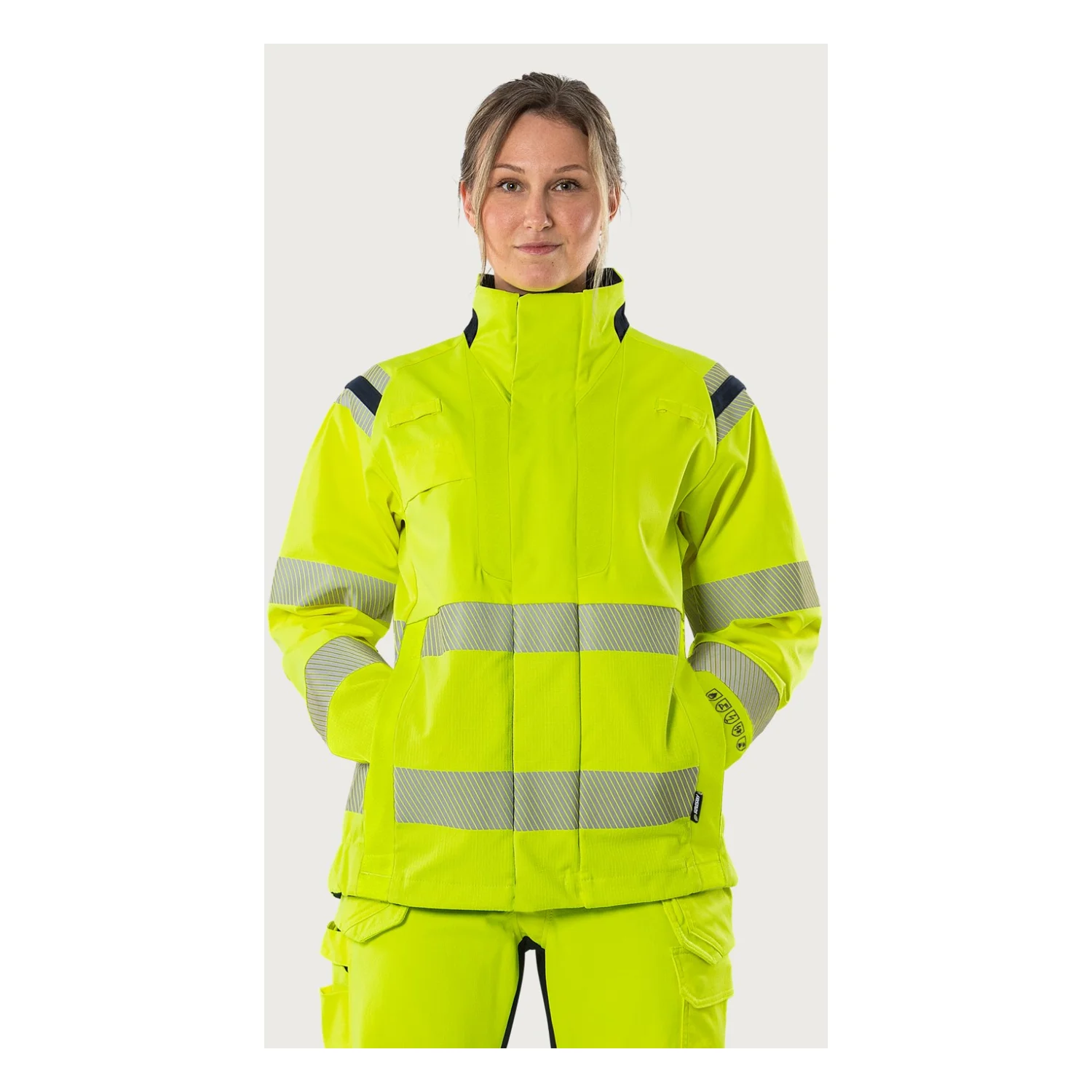 Fristads Flamestat Green high vis sztreccs téli dzseki női class 3 4943 GFS Hi-Vis sárga/matrózkék
