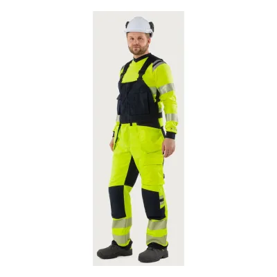 Fristads Flamestat Green high vis szakiparos sztreccs kantáros nadrág class 2 1950 GFS