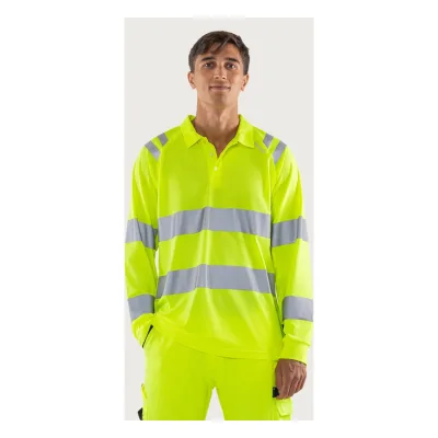 Fristads High vis Green funkcionális hosszú ujjú ingpóló, Class 3 7864 GPST