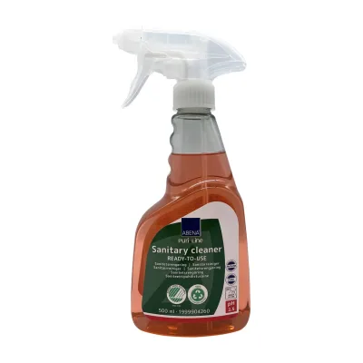 ABENA Puri-Line savas kémhatású szanitertisztító, színnel és illattal, 500 ml használatra kész szórófejes flakon