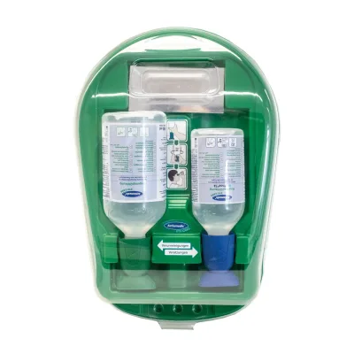 Actiomedic EYE CARE Medidrop II Design szemkimosó állomás 1 x 500 ml 0.9% nátrium-klorid oldattal + 1 x 250 ml BioPhos74 foszfát-puffer oldattal