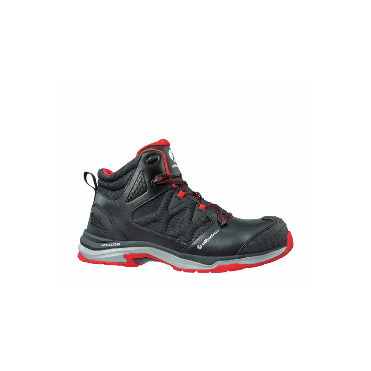 Albatros Ultratrail Black Mid S3S ESD FO HRO SR munkavédelmi bakancs Fekete/piros