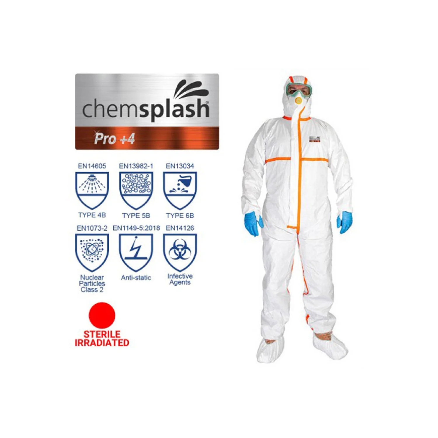 Chemsplash Pro +4 steril overál 4B/5B/6B Fehér