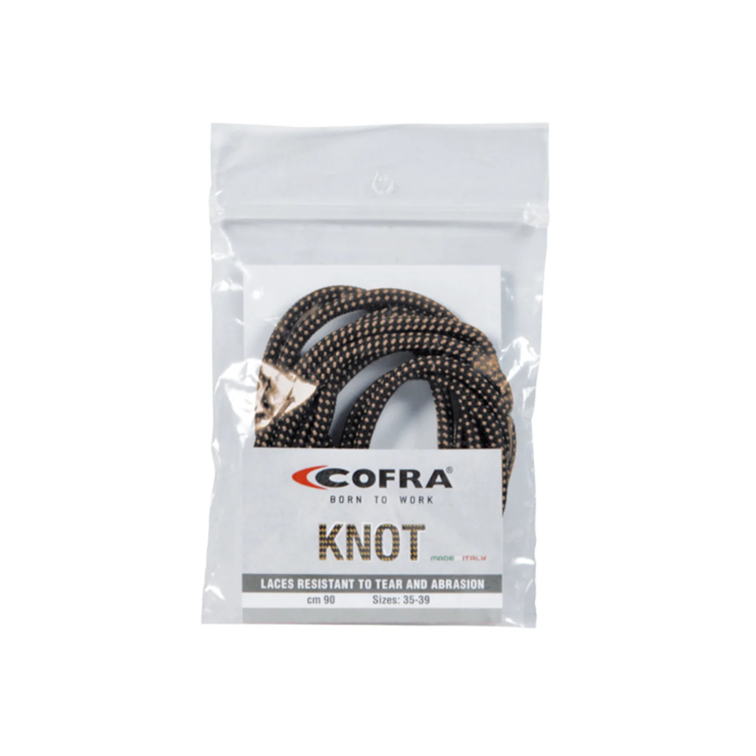 COFRA Knot FEKETE/VILÁGOSBARNA CM.110 cipőfűző 110 cm