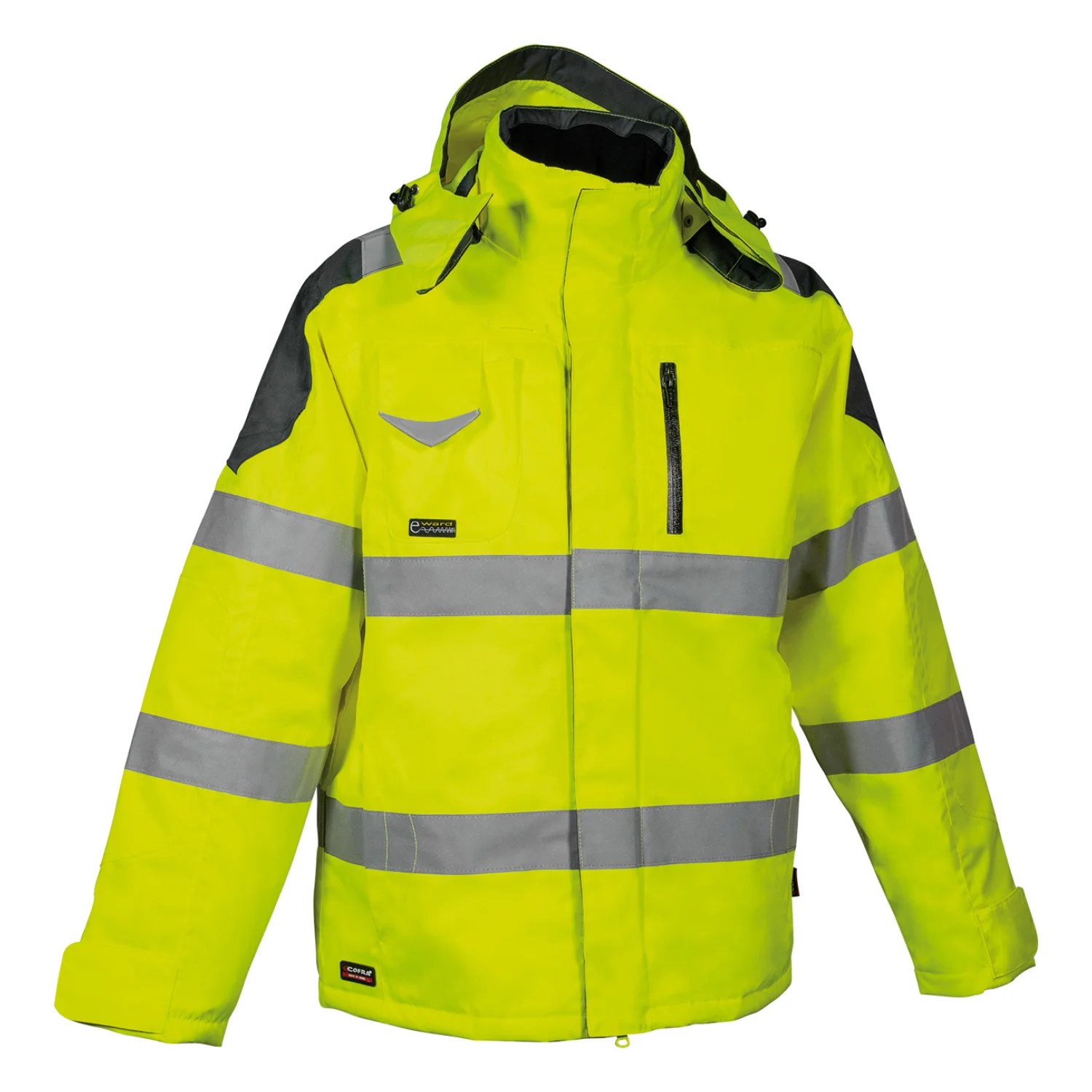 COFRA Rescue láthatósági bélelt kabát Borostyán fluo/antrac