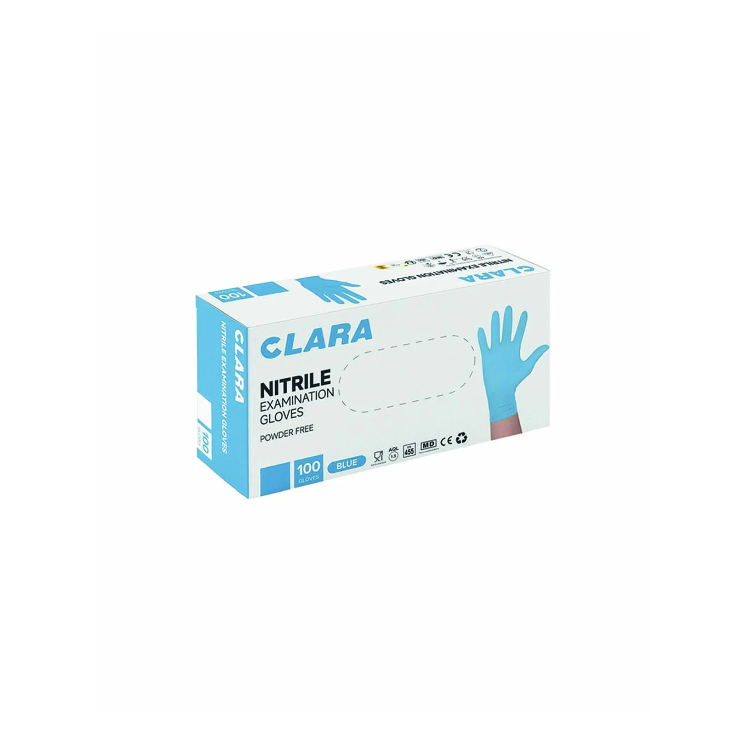 Egyéb Eldobható kesztyű Clara Blue Nitrile púdermentes Kék