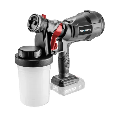 GRAPHITE Akkus festékszóró pisztoly HVLP ENERGY+ 18V, max. viszkozitás 60din, 700ml/p, 243W, akku nélkül akkus gép