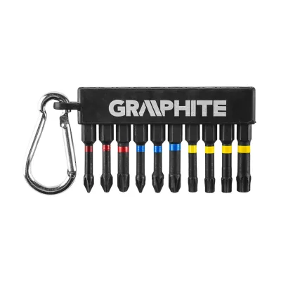 GRAPHITE Bitkészlet ütvecsavarozókhoz, 10db csavarhúzók és bitfej