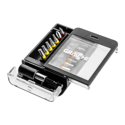 GRAPHITE Csavarhúzó bitkészlet, 15db, bitek 14mm-8db, mágneses bittartó csavarhúzók és bitfej