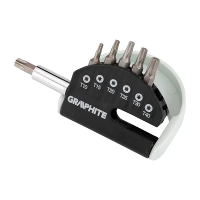 GRAPHITE Csavarhúzó bitkészlet mágneses szárral, Torx 10-40, 7db-os csavarhúzók és bitfej