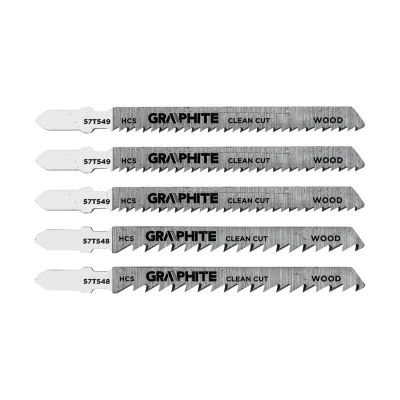 GRAPHITE Dekopírfűrészlap készlet, T-befogó, HCS, 6TPI/10TPI, 74/100mm, fa-rétegelt lemez, 5db