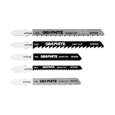 GRAPHITE Dekopírfűrészlap készlet, T-befogó, HCS, fém-fa-rétegelt lemez, 5db