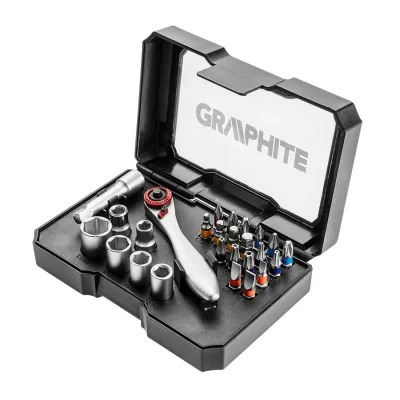 GRAPHITE Dugókulcskészlet + bitkészlet, 26db csavarhúzók és bitfej