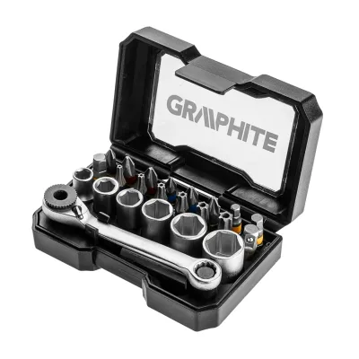 GRAPHITE Dugókulcskészlet és csavarhúzó bitkészlet, 24db csavarhúzók és bitfej