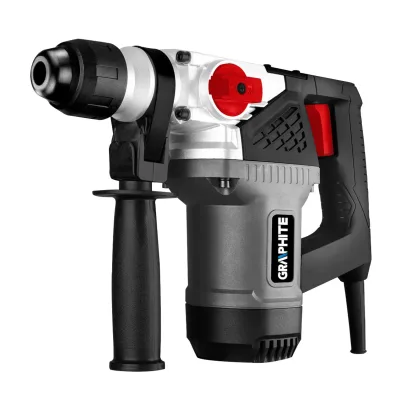 GRAPHITE Fúrókalapács vésőfunkcióval, SDS PLUS, 900W, 4J, fogas tokmány, tartozékok, kofferben gép