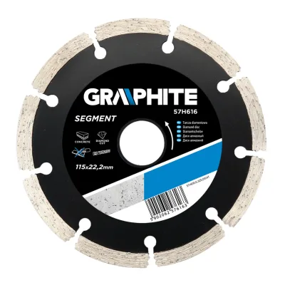 GRAPHITE Gyémánt vágókorong 115mm szegmenses