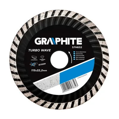GRAPHITE Gyémánt vágókorong 115mm turbo hűtőbordás