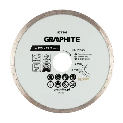 GRAPHITE Gyémánt vágókorong 125x22.2mm, vizes