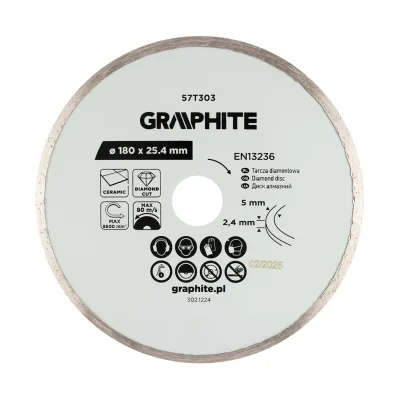 GRAPHITE Gyémánt vágókorong 180x25,4mm, vizes