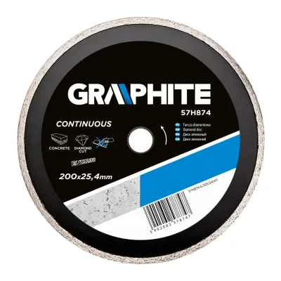 GRAPHITE Gyémánt vágókorong 200x25.4mm vizes