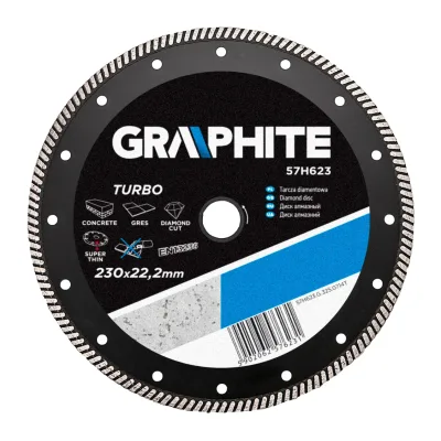 GRAPHITE Gyémánt vágókorong 230mm turbo vékony