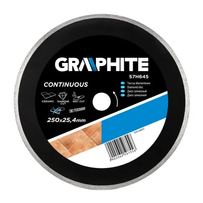 GRAPHITE Gyémánt vágókorong 250mm vizes, belső átmérő 25, 4mm
